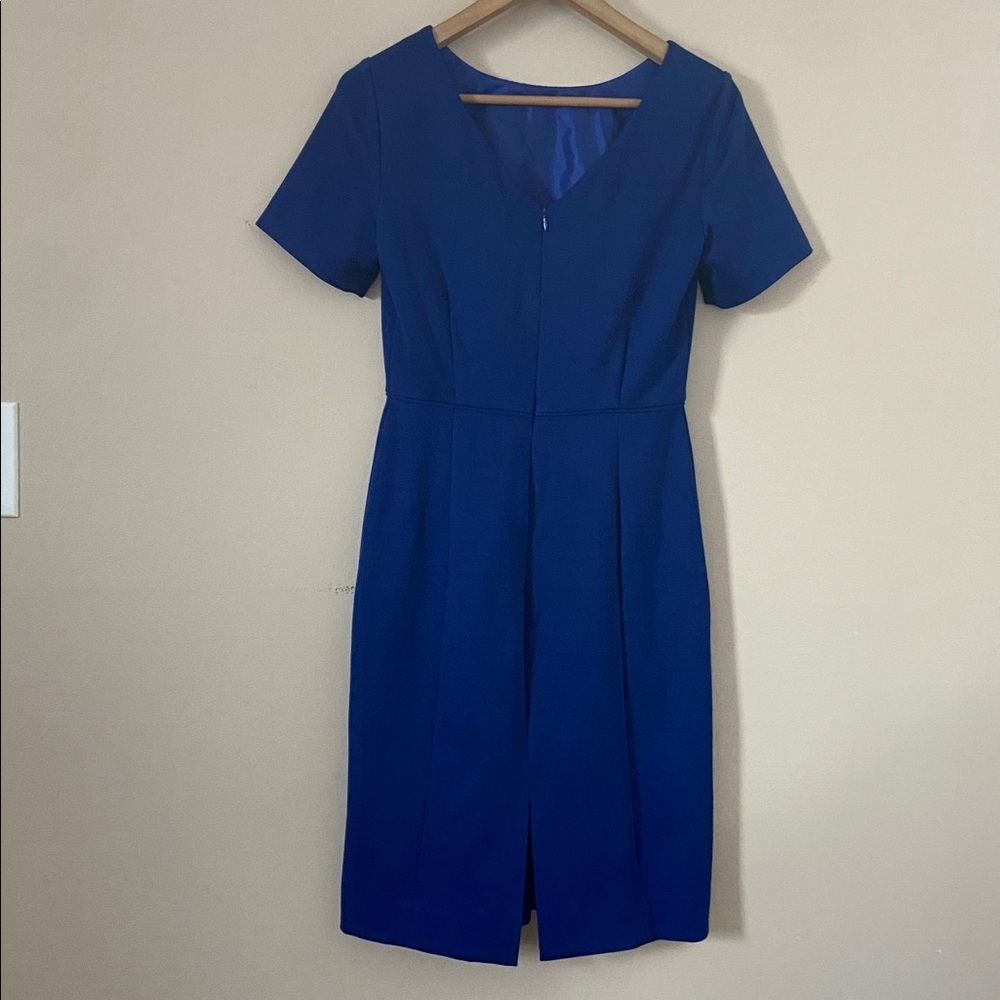 Tahari Royal Blue Midi Sheath Dress – Pleated Waist Size - Picture 5 of 8